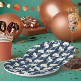 Plato De Papel Navidades de invierno de la Fox Ártica Tartán Patr