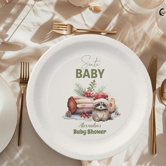 Plato De Papel Navidades de invierno de Santa Baby Woodland Baby  (Subido por el creador)