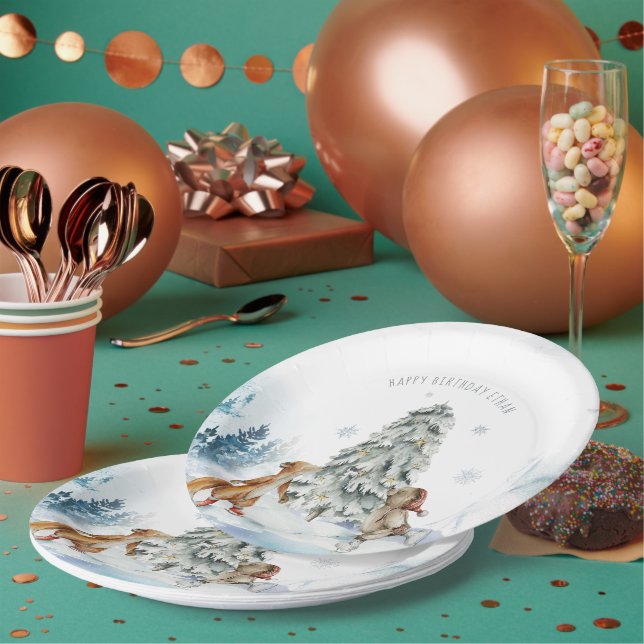 Plato De Papel Navidades de invierno de Woodland Forest (Multi)