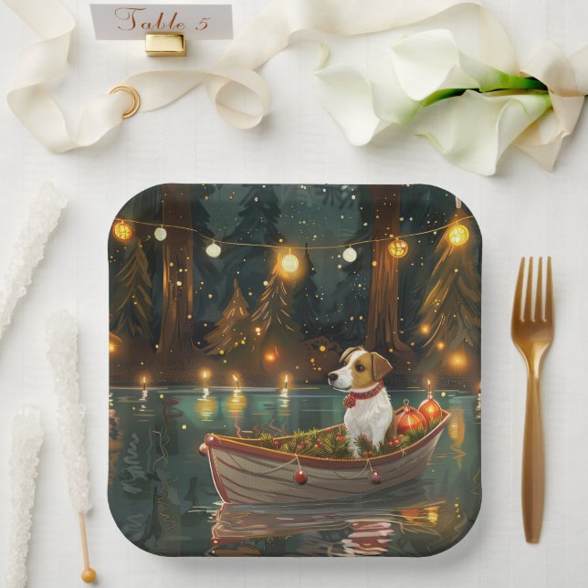 Plato De Papel Navidades de Jack Russell (Boda)