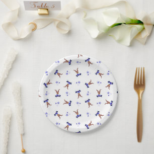 Plato De Papel Navidades de Kasky Azul festivo reno