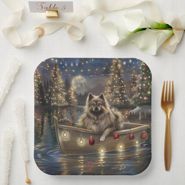 Plato De Papel Navidades de Keeshond Voyage festivo (Boda)