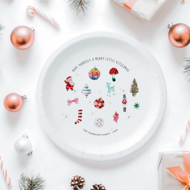 Plato De Papel Navidades de Kitsch | Fiesta de vacaciones retro (Subido por el creador)