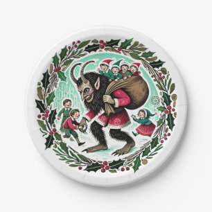 Plato De Papel Navidades de Krampus