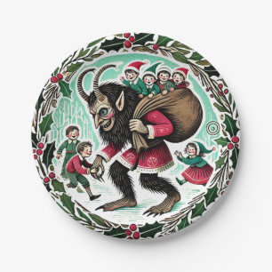 Plato De Papel Navidades de Krampus