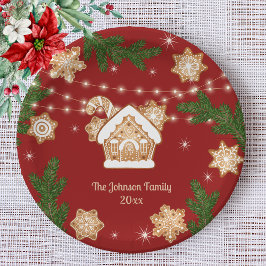 Plato De Papel Navidades de la casa Gingerbread Holiday Verde Roj
