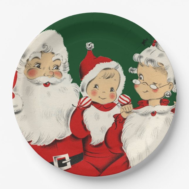 Plato De Papel Navidades de la familia Santa (Anverso)