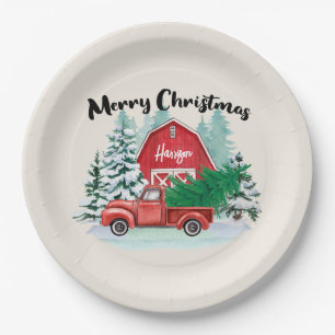 Plato De Papel Navidades de la granja de camiones rusos personali