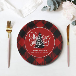 Plato De Papel Navidades de la granja moderna Red Buffalo Plaid