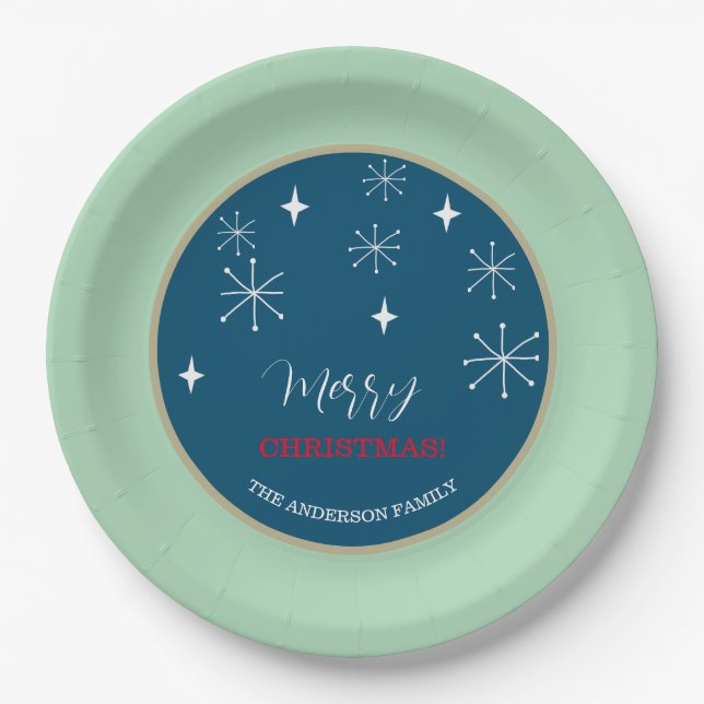 Plato De Papel Navidades de la nieve de la aldea rural occidental (Anverso)