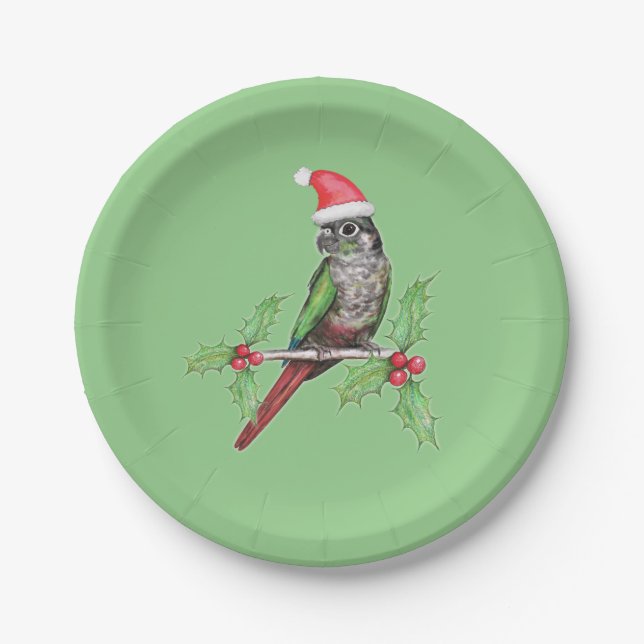Plato De Papel Navidades de la peinado verde (Anverso)