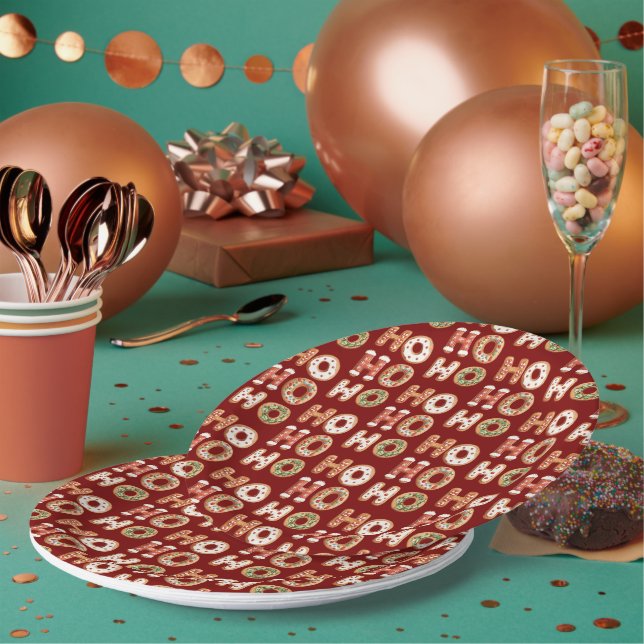 Plato De Papel Navidades de la Red Ho Ho Ho Ho Gingerbread Cookie (Multi)