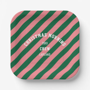 Plato De Papel Navidades de la tripulación de la mañana franjas d