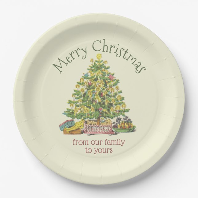 Plato De Papel Navidades de la vieja moda personalizados (Anverso)