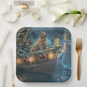 Plato De Papel Navidades de Labrador: Viaje festivo