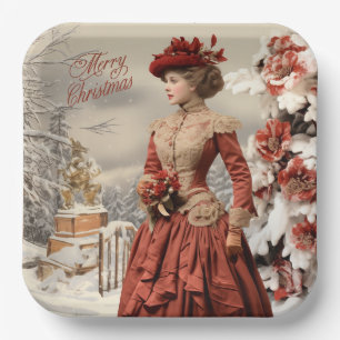 Plato De Papel Navidades de las damas de Victoria