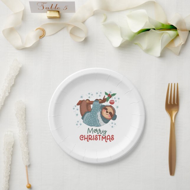 Plato De Papel Navidades de Lazy Sloth (Boda)