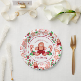 Plato De Papel Navidades de Little Man Gingerbread Baby Shower