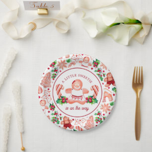 Plato De Papel Navidades de Little Sweetie Gingerbread Baby Showe