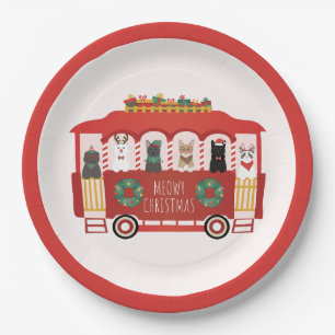Plato De Papel Navidades de los gatos Trolly Meowy