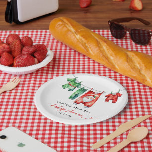 Plato De Papel Navidades de los holly rojos modernos Santa Baby S