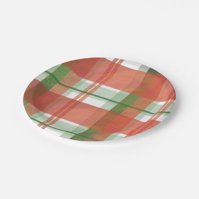 Plato De Papel Navidades de Madras Plaid (Angular)