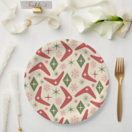 Plato De Papel Navidades de mediados de siglo Boomerangs con diam