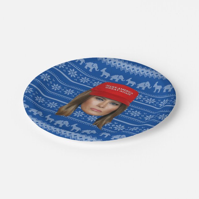 Plato De Papel Navidades de Melania Trump MAGA (Angular)