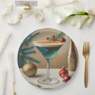Plato De Papel Navidades de Mid Century Fiesta de cócteles Hora f