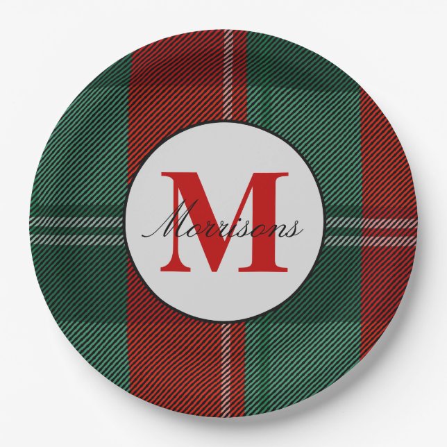 Plato De Papel Navidades de monograma repartidos (Anverso)