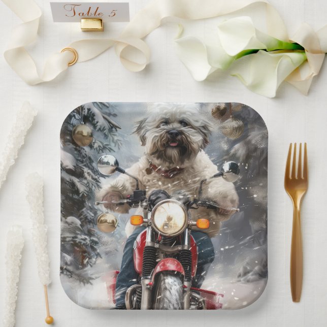 Plato De Papel Navidades de motociclismo de perros de La Habana (Boda)