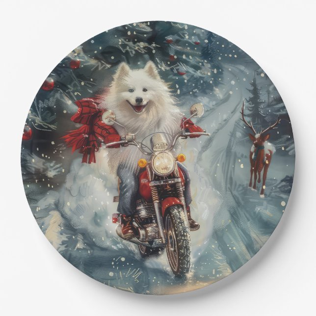 Plato De Papel Navidades de motociclismo en esquimal americano (Anverso)