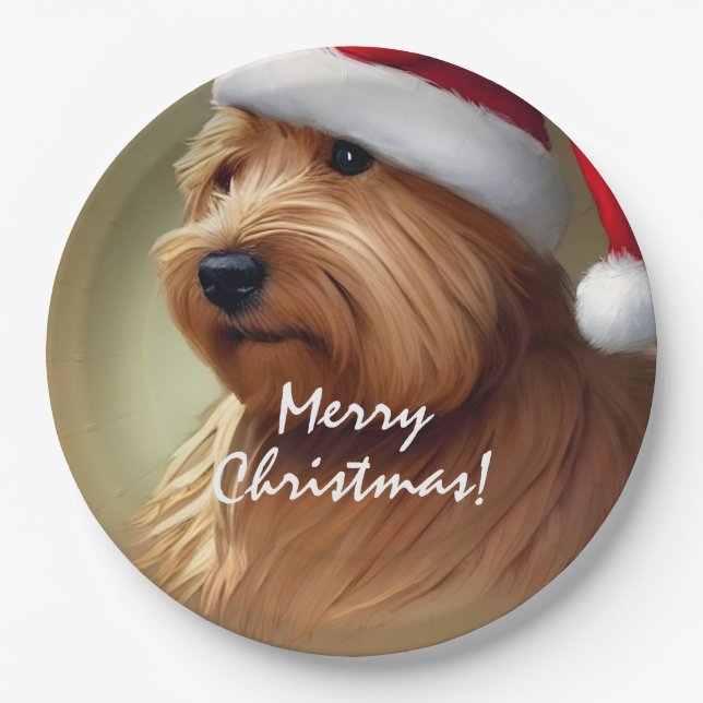 Plato De Papel Navidades de Norfolk Terrier (Anverso)