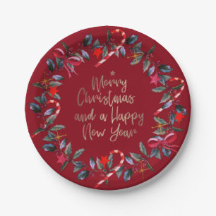 Plato De Papel Navidades de Omela Roja de Borgoña usan placas de