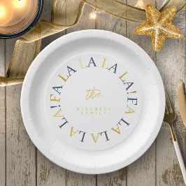 Plato De Papel Navidades de oro azul Fa La ID1009