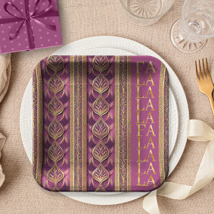 Plato De Papel Navidades de oro magenta Fa La La Pattern#27 ID100