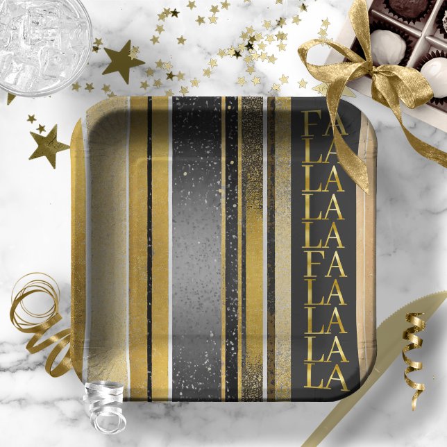 Plato De Papel Navidades de oro negro Fa La La Pattern#27 ID1009 (Subido por el creador)