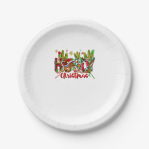 Plato De Papel Navidades De Oro Occidental Gorra Vaquero Y Cactus