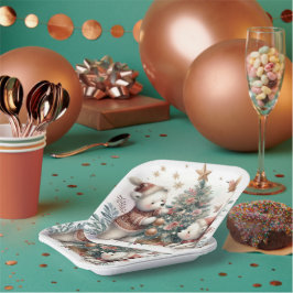 Plato De Papel Navidades de oso 1