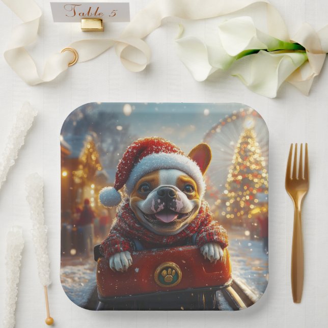 Plato De Papel Navidades de Pascua de Perro Bull Terrier (Boda)