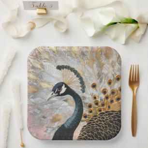 Plato De Papel Navidades de Peacock Gold