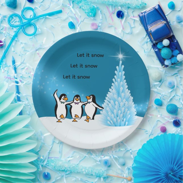 Plato De Papel Navidades de Penguin (Fiesta)