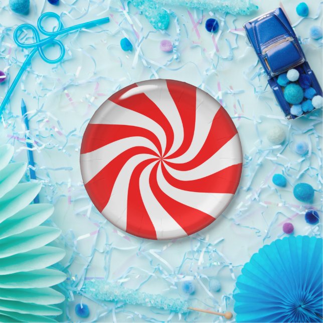 Plato De Papel Navidades de Peppermint Candy (Fiesta)