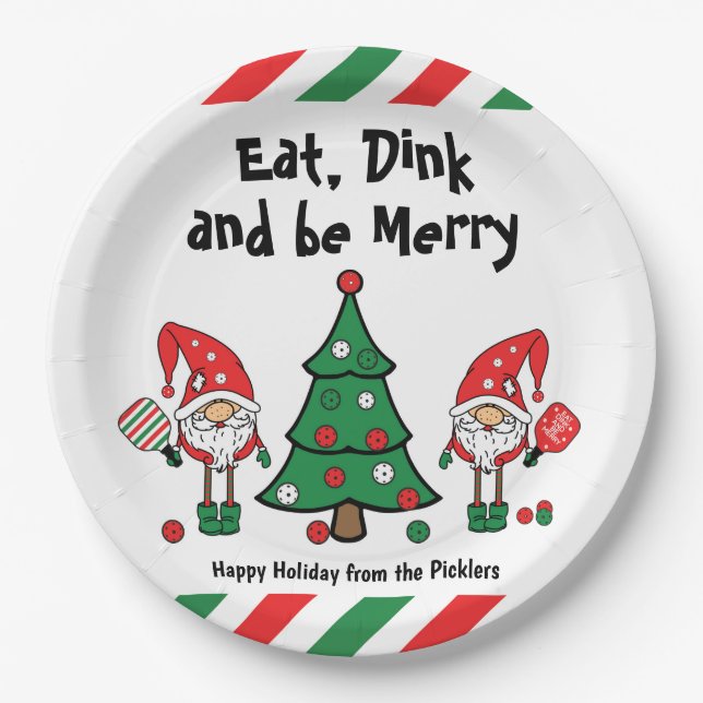 Plato De Papel Navidades de pickleball  (Anverso)
