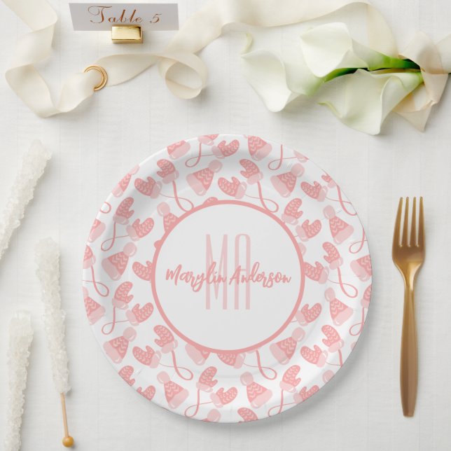 Plato De Papel Navidades DE PINTURA DE BEBÉ MITTENS Y GORRAS MONO (Boda)