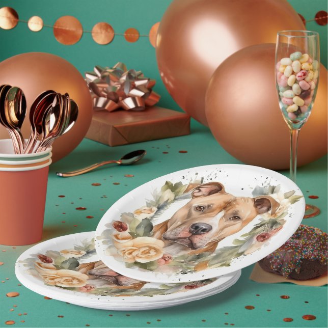 Plato De Papel Navidades de Pitbull Wreath Festimes Pup (Multi)