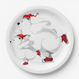 Plato De Papel Navidades de Placas de Papel de oso Feliz