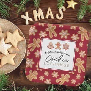 Plato De Papel Navidades de placas personalizadas Cookie Exchange