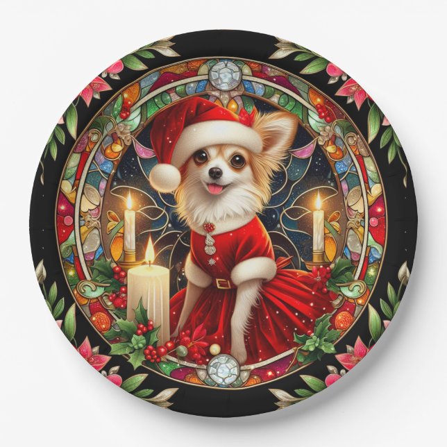 Plato De Papel Navidades de Plate Chihuahua Santa (Anverso)
