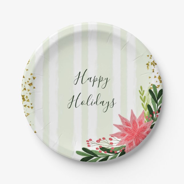 Plato De Papel Navidades de Poinsettia (Anverso)